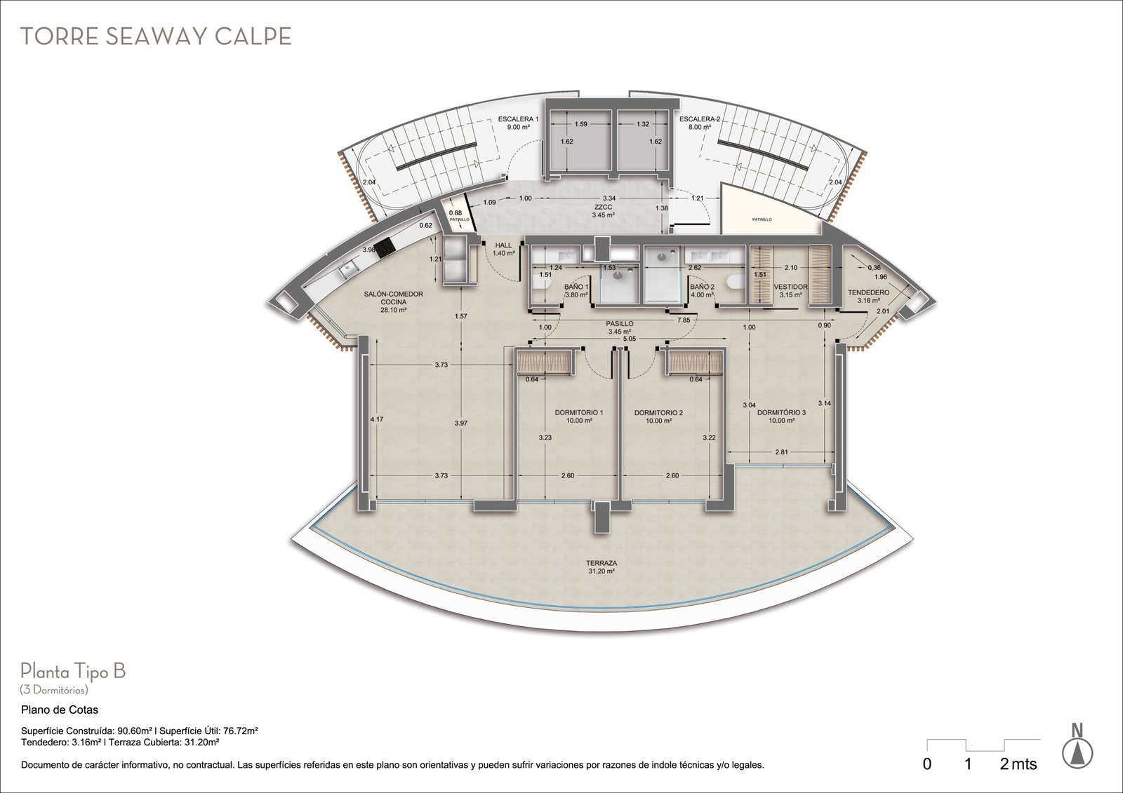 Planta Tipo B con medidas